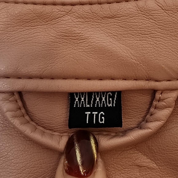 Guess Faux Leather Biker Jacket Moto Coat Light Pink Full Zip - Picture 8 of 14